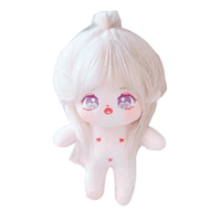 Vente en gros de poupées en peluche Chibi à grosse tête, blanches, lavées, 20 cm, en tissu, nues, avec coton PP à l'intérieur et squelette en PVC