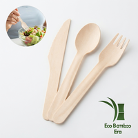 Ensemble de couverts en bois biodégradables jetables – Fourchette, cuillère, couteau naturels pour fêtes, camping, réceptions, traiteur – Prix direct usine, pas cher