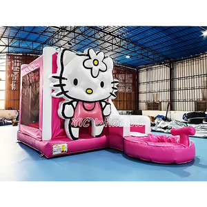 Castillo Inflable Comercial para Niños, Castillo Inflable Profesional Rosa con Tobogán y Piscina - Product Image 1