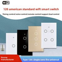 Interrupteur intelligent Wi-Fi tactile universel personnalisable à panneau en verre trempé, norme US/AU, à bouton unique, sans danger. Courant 10A 240V