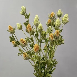 Nouvelles Fleurs Tropicales Artificielles à Tige Floquée Pliable, 6 Têtes d'Artichaut Eryngo pour Décoration de Maison, Mariage et Centres de Table - Product Image 6