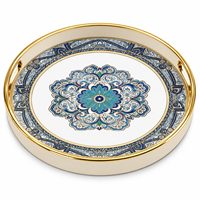 Plateau décoratif rond en verre de 35 cm pour la salle de bain, idéal pour organiser bougies et parfums – Cadeau de déménagement ou de fête des fêtes