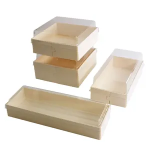 Custom Unfinished Wooden Storage Box Case Organizer Square Wood Box for Gift Jewelry Box DIY Art Craft With Lid