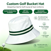 Chapeau de golf personnalisé OEM avec logo brodé, en sergé de coton, à large bord, protection UV, unisexe, pour golfeur et pêcheur, vente en gros