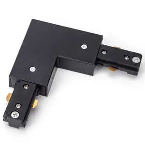 Binario tipo L a tre vie, colore nero, per connessioni elettriche e montaggio di sistemi di illuminazione. - Product Image 1