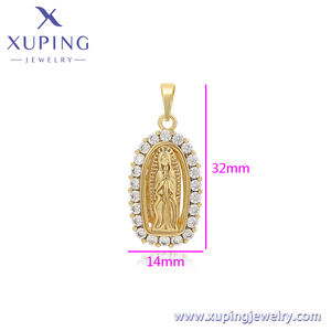 X000753940 XUPING Jesús Cruz joyería religiosa colgante <span class=keywords><strong>14</strong></span> chapado en oro CZ Zircon Virgen María colgante collar para hombres y mujeres - Product Image 6