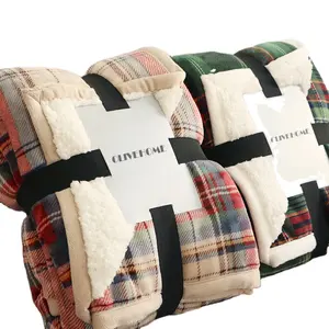 Buffalo Plaid Throw Blanket Weihnachts flanell Sherpa Rot Schwarz Checker Plaid Dekorative Throw Warme Decken für Couch Bed