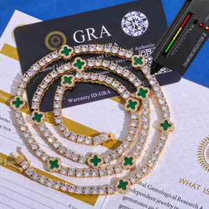 สร้อยคอเทนนิสฮิปฮอปพรีเมียมประดับเพชรโมอิสซาไนต์ เงินแท้ 925 งานสั่งทำพิเศษ ระดับ VVS ผ่านการทดสอบเพชร - Product Image 4