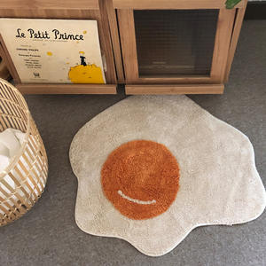 Tapis de bain en forme d'œuf frit de dessin animé, forme personnalisée, absorbant, antidérapant, en fibre de polyester, pour salle de bain, balcon, fenêtre en baie - Product Image 4