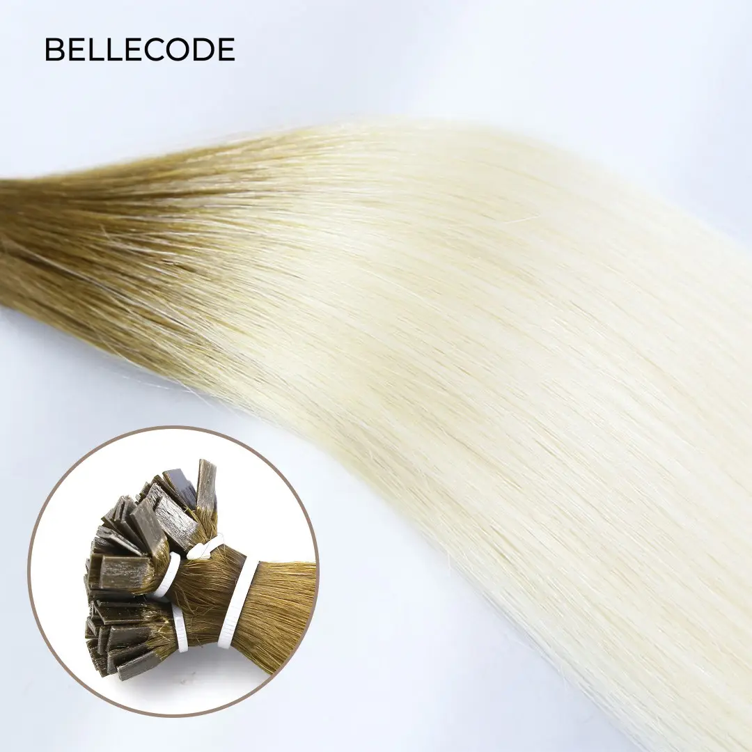 Wholesale Double Drawn Human Hair Flat Tip Hair Extensions Virgin Remy Italy Ultra Blonde Balayage Keratin Bonded Hair Extension
