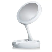 Miroir de Maquillage Portable de Bureau à Écran Tactile, Grossissement 10X, Lumière LED Rechargeable, Double Loupe, Personnalisé, Rond, pour Maison et Salle de Bain