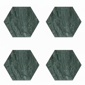 Posavasos de mármol VERDE hechos a mano, juego hexagonal de posavasos de mesa decorativos - Product Image 1