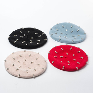 Nuevo <span class=keywords><strong>Gorro</strong></span> <span class=keywords><strong>de</strong></span> Punto con Decoración <span class=keywords><strong>de</strong></span> Perlas y Diamantes para Invierno, <span class=keywords><strong>Gorro</strong></span> <span class=keywords><strong>de</strong></span> Lana Cálido y Plano para Mujer, <span class=keywords><strong>Gorro</strong></span> <span class=keywords><strong>de</strong></span> Pintor Artista con Cuentas <span class=keywords><strong>de</strong></span> Moda - Product Image 4