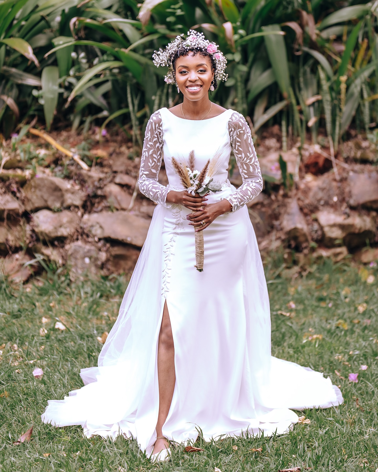 Mumuleo African Sequin Lace Appliques Beading Mermaid Wedding Gown Long  Sleeve Side Split Bridal Wedding Dress| Alibaba.com