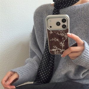 เคสเรซิ่นลายดอกพลัมขอบเงินชุบไฟฟ้า เหมาะสำหรับ iPhone 17/16, 15, 14 แบบเรียบ กันกระแทก - Product Image 1