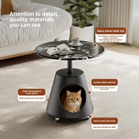 Table d'appoint moderne en métal et verre trempé, table de chevet pour chambre à coucher, nouveau nid pour chat créatif et amovible