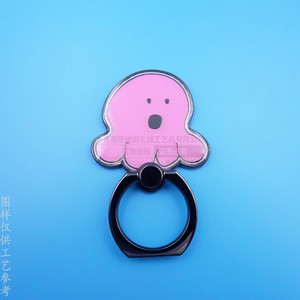 Metal <b>Ring</b> <b>Phone</b> Holder Painted Epoxy Cartoon Character Adhesive Zinc Alloy Universal Desktop Grip Black Nickel - Product Image 1