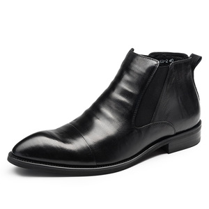2023 Men's Vintage Ankle <b>Boots</b> High Quality Genuine Leather Waterproof Height Increasing Winter Wear <b>Size</b> 37-44 Available - Product Image 1