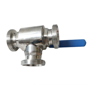 Sanitaria de acero inoxidable DN50/2 pulgadas roscado 3 válvula de bola Tipo de tipo T - Product Image 5