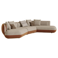 Canapé d'angle amovible, design minimaliste, luxe moderne, trois places, en coton et lin importé, pour appartement, villa, hôtel, grand salon