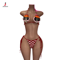 Q3050-summer maillots de bain Sexy pansement dessin animé Crochet Bikini ensemble taille haute Sexy maillot de bain pour femmes 2025 maillots de bain