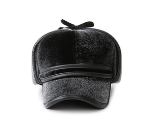 2020 new men winter padded ear cap imitation mink flat baseball cap - Product Image 3