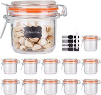 Bocaux Mason de 6 oz avec joint en caoutchouc anti-fuite, bocal de rangement de 200 ml avec couvercle à charnière pour la maison et la cuisine, récipients de stockage en verre