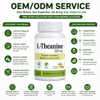 L-Théanine Pure 200mg en Capsules Végétariennes pour la Relaxation et le Soutien de l'Esprit Apaisé, 120 Comprimés, Supplément Non-OGM, OEM