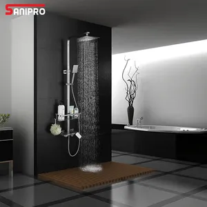 SANIPRO Set kolom pancuran hujan, keran kamar mandi Panel Shower Stainless Steel 304 pasang dinding pemasok barang sanitasi