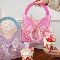 Boîte à fleurs portable en forme de papillon pour la fête des mères et la Saint-Valentin, bouquet imperméable, fleurs fraîches, décoration de gâteau, emballage, nouveau blanc