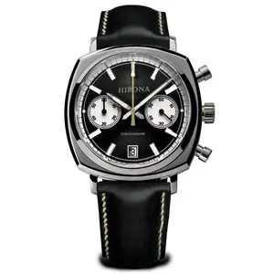 不锈钢奢华男士自有品牌计时手表熊猫子表盘机械自动手表
