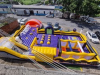 Aire de jeux gonflable sur le thème de l'espace de 20 m, parc d'attractions commercial pour enfants avec toboggan et parcours d'obstacles, certifié CE EN14960