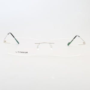 6020ファッション長方形無縁メモリ金属メガネフレーム男性用光学処方眼鏡ピンク近視眼鏡 - Product Image 1