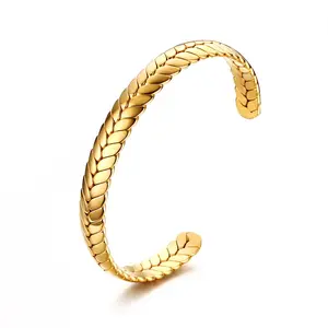 Fashion luxury lady's bangle bracelet jewelry 8mm stainless steel wheat stripe open bangle designers bracelet
