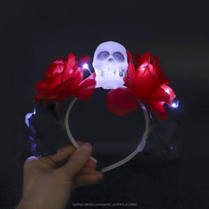 Damen LED blinkt Rose Blume Stirnband mit schädel Stirnband glow in <span class=keywords><strong>the</strong></span> dark - Product Image 1