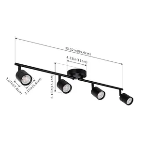 ETL listado Negro 4-Bombilla reemplazable con 4 8W GU10 Bombillas LED Foco de techo Kit de luz de pista