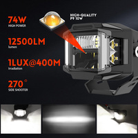 Projecteur LED Carré 3 Pouces Faisceau Combo Spot et Diffusion Pods LED avec DRL Ambre 270° Faisceau Latéral pour UTV 4x4 Camions VTT