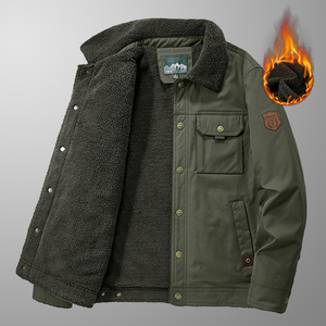Giacca da Uomo Autunno Inverno in Stile Americano, Abbigliamento Sportivo Casual Antivento da Esterno, Spessa e Calda in Pile con Finitura in Tela - Product Image 1