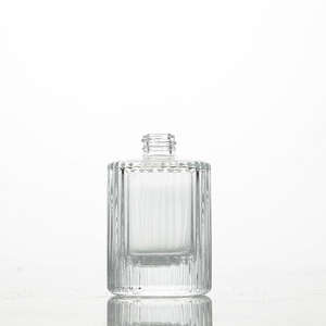 Luxury 30ml 50ml Empty Perfume Glass <b>Bottles</b> Cylindrical Stripe Shape with Crimp Sprayer Fine <b>Mist</b> Cosmetic Packaging - Product Image 4