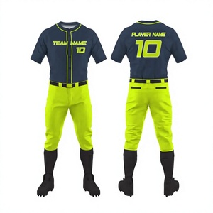 LONG MISSION INDUSTRY Uniforme de baseball personnalisé pour homme, maillot et pantalon vert marine respirant 100% polyester, taille adulte 10, sérigraphie - Product Image 1