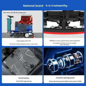 Mesin Pembersih Lantai Industri TeBaiShi C6, Model Ride-on dengan Dua Sikat Besar, Penghisap dan Pengepel Terintegrasi - Product Image 3