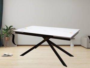 2024 Modern Smart Furniture Restaurant Tables Snow Mountain Slabs <b>Top</b> Wireless Extendable Dining Set New Product Metal DT001 Sma - Product Image 2