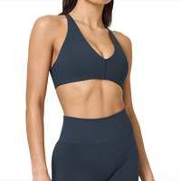 Produsen CustomSet Bantalan Dapat Dilepas Logo Depan Yoga Fitness Gym Lari Crop Top Dukungan Tinggi Bernapas Renda Olahraga