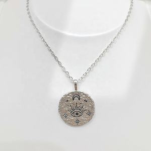 Collier simple en argent sterling 925, bijoux fantaisie, finition polie, rond, pour gravure DIY, cadeaux vintage, prix usine - Product Image 3