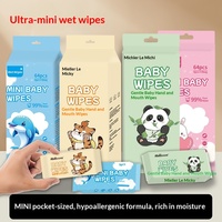 Lemichi Rabbit Lingettes Humides pour Bébé, 64 Lingettes, Petit Format Portable, Sans Parfum, 99% Eau Pure, Épaissies, Pour Mains et Bouche, Pack Économique