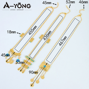 Collana con ciondolo in oro 18k Islam con lettera arabica zircone turchese regolabile collana lunga da donna - Product Image 6