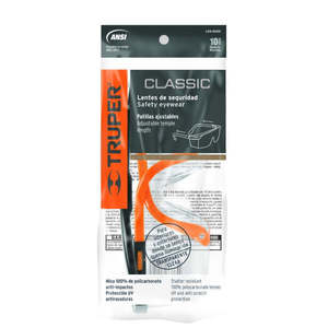 Truper LEN-2000 occhiali di sicurezza regolabili classico trasparente lente antigraffio e Anti-nebbia telaio in Nylon con obiettivo in policarbonato - Product Image 1