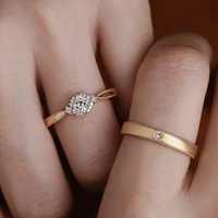 Ensemble de bagues pour couples Aimgal certifié NGTC, diamant de laboratoire taille princesse 0,25 ct, fiançailles et mariage, argent 925 plaqué or 18 carats, cadeau de luxe
