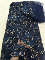 NI.AI Nouveau design Tissu en dentelle à paillettes perlées, tulle de luxe avec perles pour mariage et fête