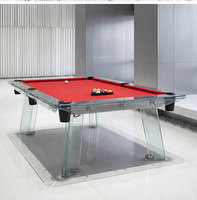 Table de billard professionnelle en verre cristal transparent pour salle de jeux à domicile, 7ft, 8ft, 9ft, durable, haut de gamme, usage commercial, en acier inoxydable